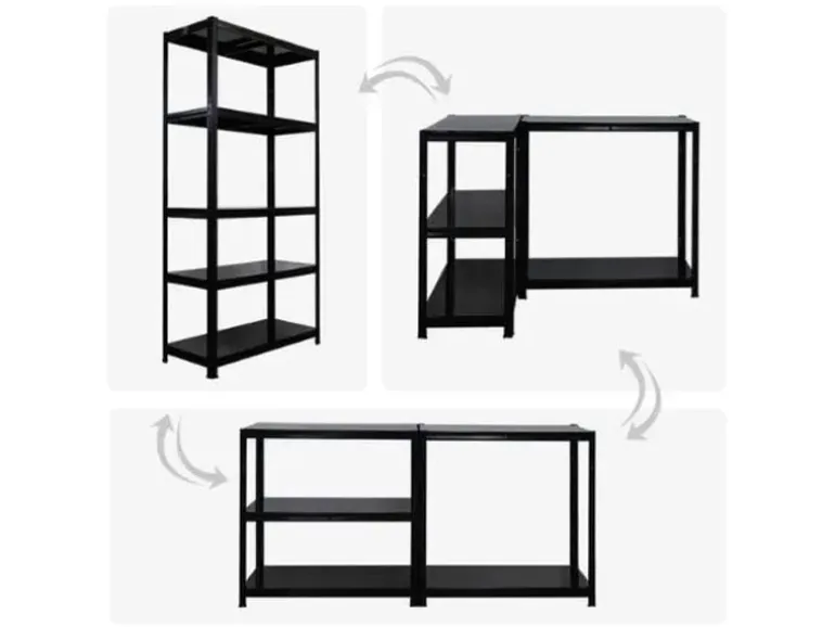 PROREGAL Schwerlastregal Ragnar HxBxT 180x90x40cm 5 Stahlplatten-Ebenen Fachlast 125 kg Schwarz