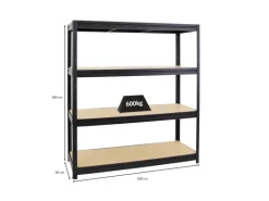 PROREGAL Schwerlastregal Dino HxBxT 180 x 160 x 60 cm Fachlast 600 kg Schwarz