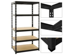 PROREGAL Schwerlastregal Tiger HxBxT 180 x 90 x 60 cm Fachlast 265 kg 5-Ebenen Schwarz