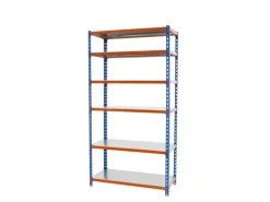 PROREGAL Schwerlastregal Giant Metal Shark HxBxT 250 x 100 x 50 cm Fachlast 180 kg Blau-Orange