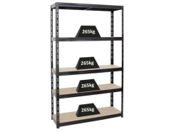 PROREGAL Schwerlastregal Giant Tiger HxBxT 200 x 120 x 40 cm Fachlast 265 kg 5-Ebenen Schwarz