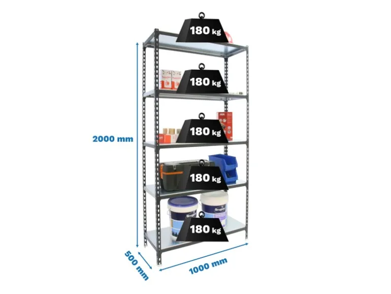 PROREGAL Schwerlastregal Big Metal Shark HxBxT 200 x 100 x 50 cm Fachlast 180 kg Anthrazit-Verzinkt