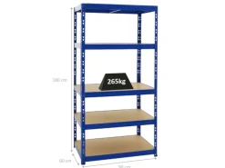 PROREGAL Schwerlastregal Tiger HxBxT 180 x 90 x 60 cm Fachlast 265 kg 5-Ebenen Blau