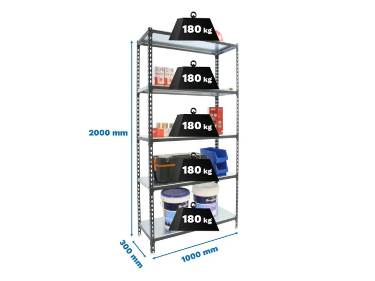 PROREGAL Schwerlastregal Big Metal Shark HxBxT 200 x 100 x 30 cm Fachlast 180 kg Anthrazit-Verzinkt