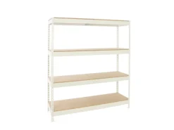 PROREGAL Schwerlastregal Wood Beast Four HxBxT 200 x 180 x 45 cm Fachlast 600 kg Weiß