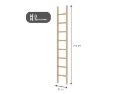 PROREGAL Sprossen-Anlegeleiter Holz Ohne Traverse 8 Sprossen