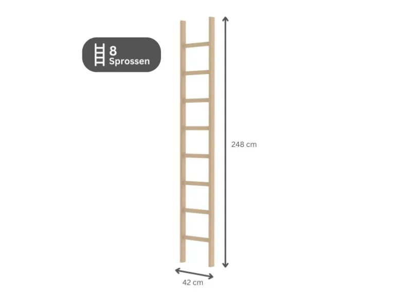 PROREGAL Sprossen-Anlegeleiter Holz Ohne Traverse 8 Sprossen