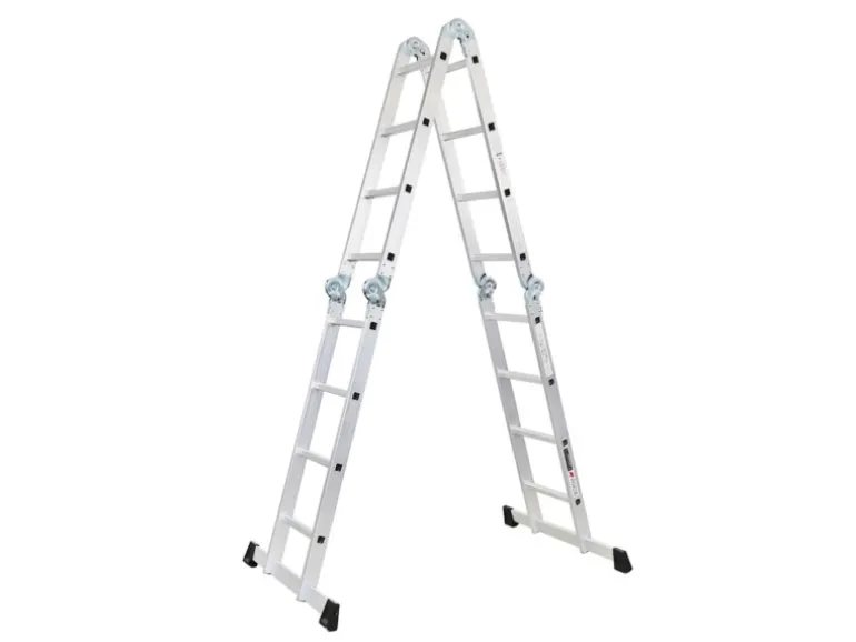 PROREGAL Sprossen-Mehrzweckleiter MULTISTEP mit Gerüstplattform Aluminium 4x4 Sprossen bis zu 4,6 m Höhe Traglast 150kg