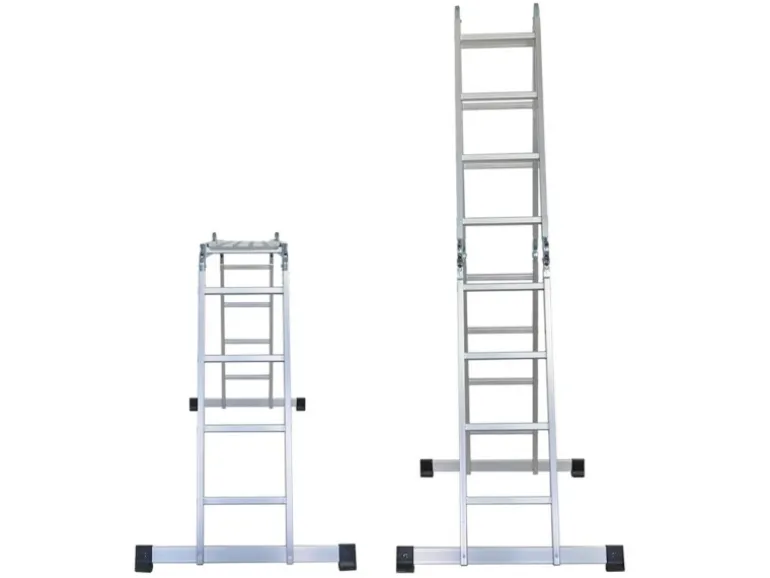 PROREGAL Sprossen-Mehrzweckleiter MULTISTEP mit Gerüstplattform Aluminium 4x4 Sprossen bis zu 4,6 m Höhe Traglast 150kg