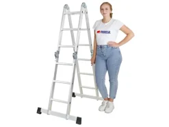 PROREGAL Sprossen-Mehrzweckleiter MULTISTEP mit Gerüstplattform Aluminium 4x3 Sprossen bis zu 3,6 m Höhe Traglast 150kg