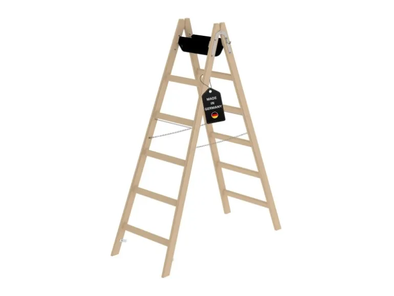 PROREGAL Sprossen-Stehleiter Holz 2 x 6 Sprossen