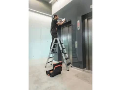 PROREGAL Stufen-Stehleiter Beidseitig Begehbar mit Clip-Step Relax 2 x 3 Stufen