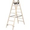 PROREGAL Stufen-Stehleiter Holz Beidseitig Begehbar 2 x 7 Stufen