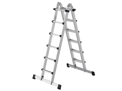 PROREGAL Teleskopleiter 4-Teilig mit Traverse 4 x 6 Sprossen