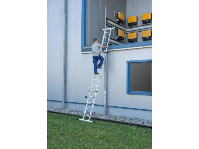 PROREGAL Teleskopleiter 4-Teilig mit Traverse 4 x 4 Sprossen
