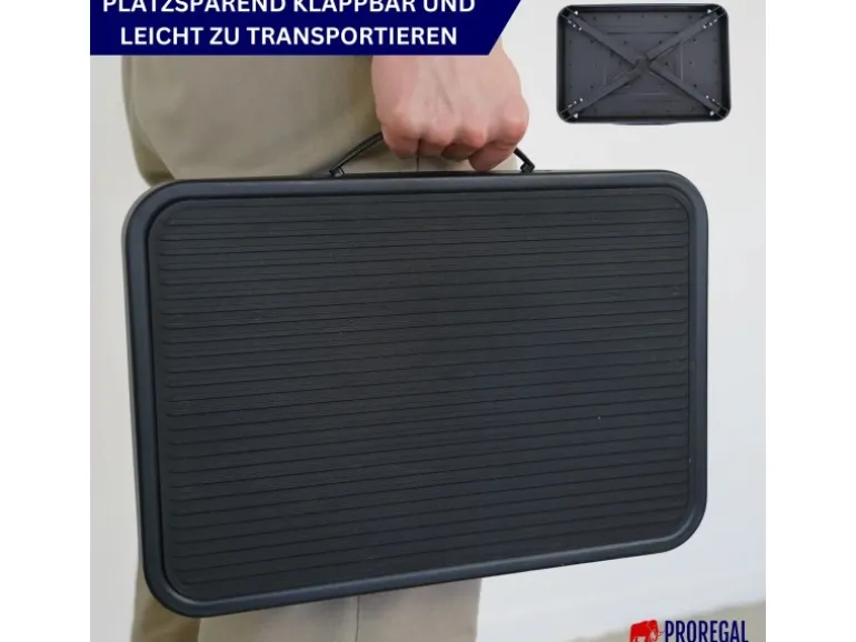 PROREGAL Tritthocker Klappbar 18x47x32cm Traglast 150kg Stahl Matt Schwarz Hocker Klapphocker Falthocker Haushaltsleiter Trittleiter