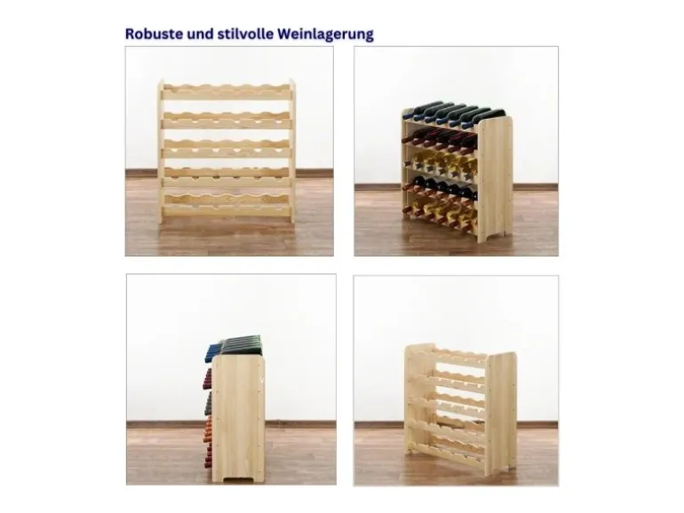 PROREGAL Weinregal Pinotwine C HxBxT 61,6 x 63,2 x 26,5 cm 24 Flaschen Massives Kiefernholz Natur Unbehandelt