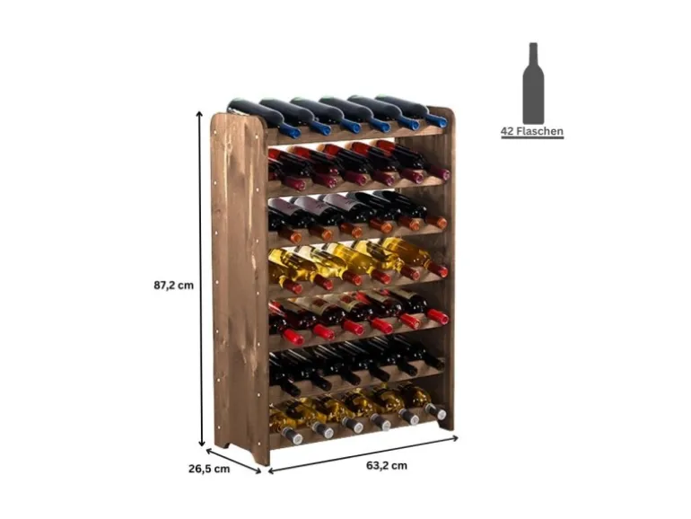 PROREGAL Weinregal Pinotwine C HxBxT 87,2 x 63,2 x 26,5 cm 42 Flaschen Massives Kiefernholz Braun Geölt
