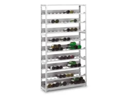 PROREGAL Weinregal Schraubsystem Grundregal HxBxT 150 x 100 x 30 cm Fachlast 35 kg 7 Ebenene Für 133 Flaschen Lichtgrau