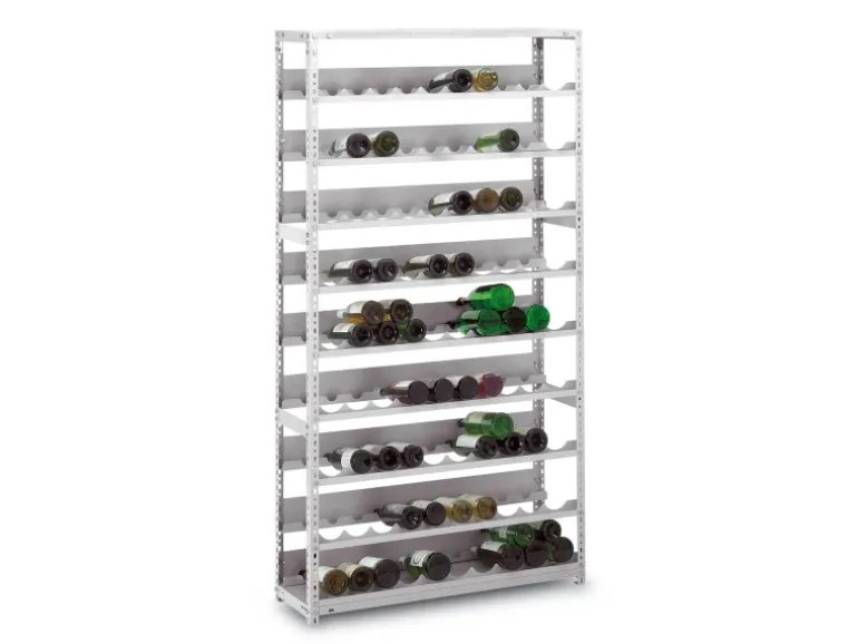 PROREGAL Weinregal Schraubsystem Grundregal HxBxT 150 x 100 x 30 cm Fachlast 35 kg 7 Ebenene Für 133 Flaschen Lichtgrau