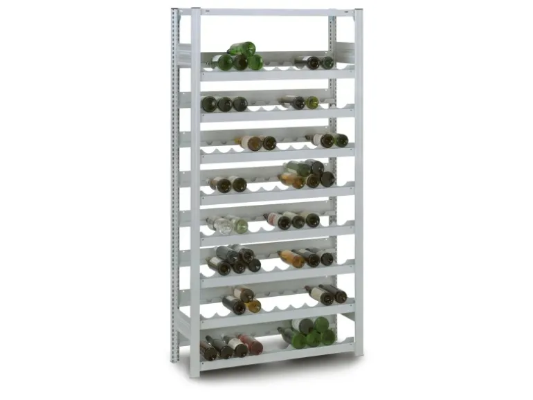 PROREGAL Weinregal Stecksystem T-Profil Grundregal HxBxT 200 x 100 x 30 cm Fachlast 35 kg 8 Ebenene Für 152 Flaschen Lichtgrau