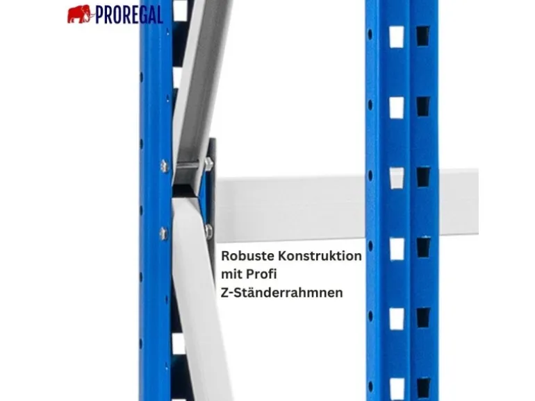 PROREGAL Weitspannregal Maximus Pro Grundregal HxBxT 450 x 250 x 100 cm 6 Ebenen Spanplatten Fachboden Fachlast 530 kg Lichtblau & Lichtgrau