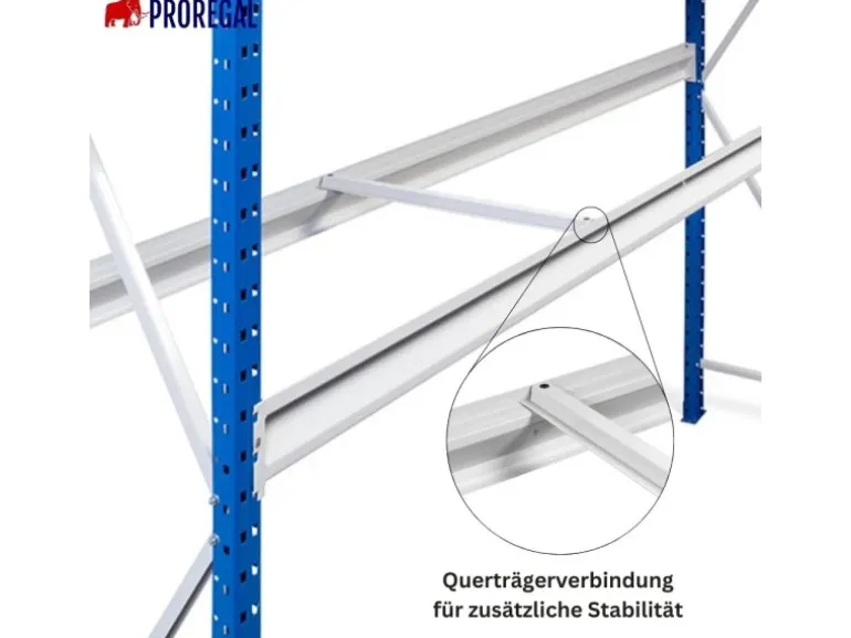 PROREGAL Weitspannregal Maximus Pro Grundregal HxBxT 250 x 260 x 50 cm 2 Ebenen Spanplatten Fachboden Fachlast 490 kg Lichtblau & Lichtgrau