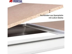 PROREGAL Weitspannregal Maximus Pro Grundregal HxBxT 400 x 250 x 120 cm 4 Ebenen Spanplatten Fachboden Fachlast 530 kg Lichtblau & Lichtgrau