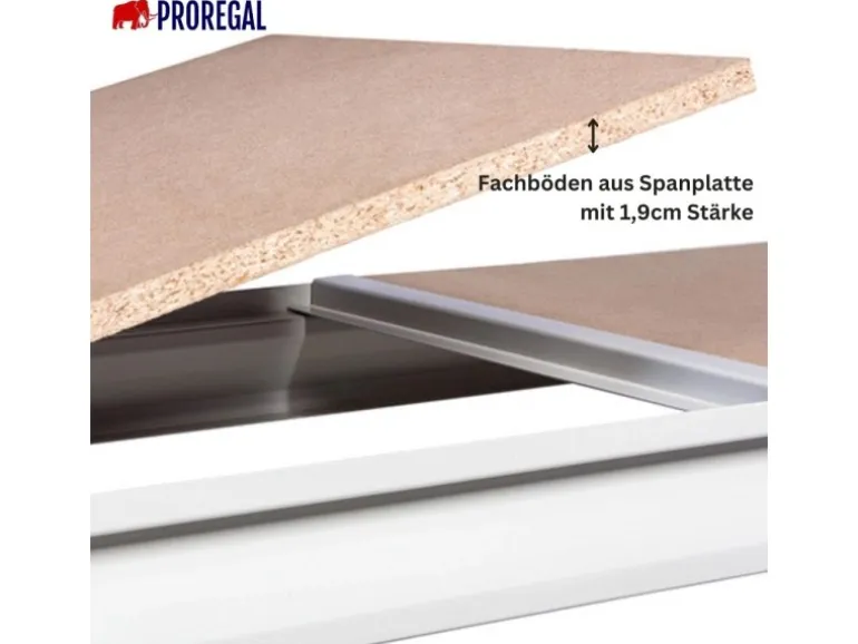 PROREGAL Weitspannregal Maximus Pro Grundregal HxBxT 400 x 250 x 120 cm 4 Ebenen Spanplatten Fachboden Fachlast 530 kg Lichtblau & Lichtgrau