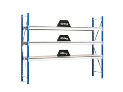 PROREGAL Weitspannregal Maximus Pro Grundregal HxBxT 200 x 200 x 60 cm 4 Ebenen Spanplatten Fachboden Fachlast 690 kg Lichtblau & Lichtgrau