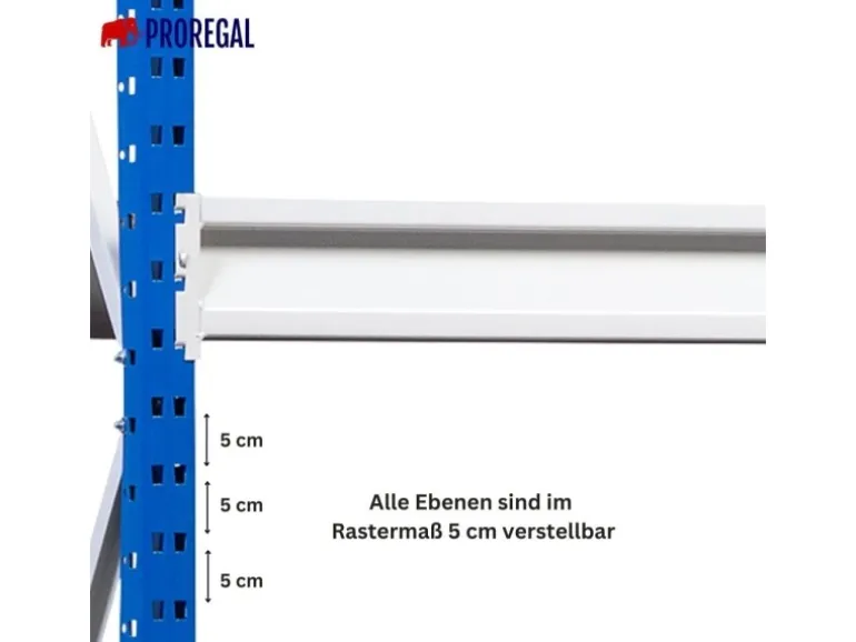 PROREGAL Weitspannregal Maximus Pro Grundregal HxBxT 200 x 200 x 60 cm 4 Ebenen Spanplatten Fachboden Fachlast 690 kg Lichtblau & Lichtgrau