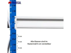 PROREGAL Weitspannregal Maximus Grundregal HxBxT 200 x 200 x 40 cm 7 Ebenen Spanplatten Fachboden Fachlast 400 kg Lichtblau & Lichtgrau