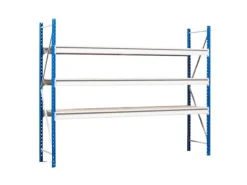 PROREGAL Weitspannregal Maximus Pro Grundregal HxBxT 250 x 175 x 50 cm 4 Ebenen Spanplatten Fachboden Fachlast 770 kg Lichtblau & Lichtgrau