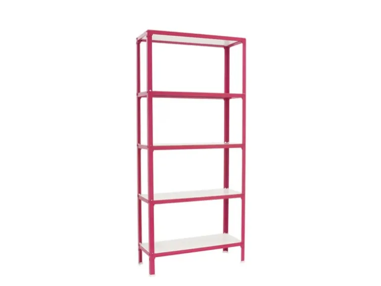 PROREGAL Wohnregal Living Koala Wood mit 5 Fachböden HxBxT 180 x 100 x 30 cm Fachlast 150 kg Rosa/Weiß