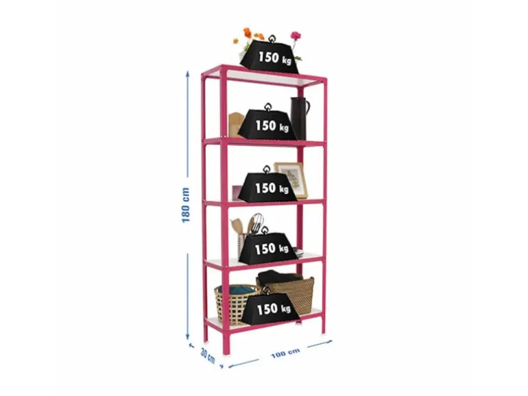 PROREGAL Wohnregal Living Koala Wood mit 5 Fachböden HxBxT 180 x 100 x 30 cm Fachlast 150 kg Rosa/Weiß