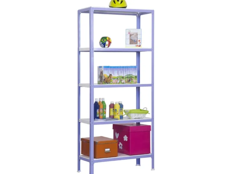 PROREGAL Wohnregal Living Koala Metal mit 5 Fachböden HxBxT 180 x 80 x 30 cm Fachlast 150 kg Lila/Weiß
