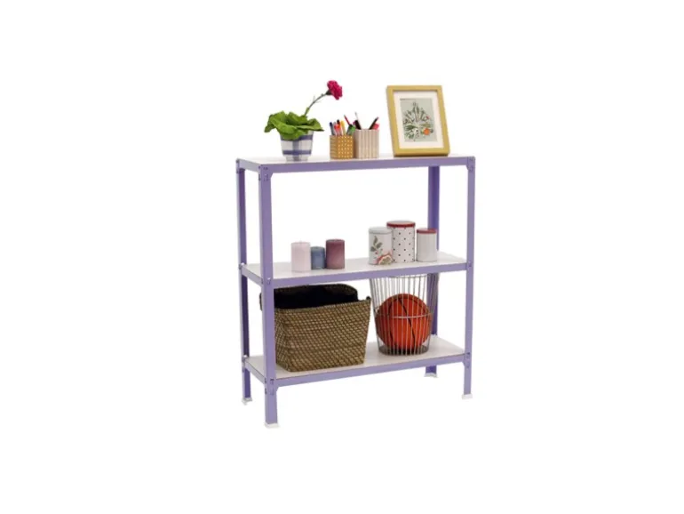 PROREGAL Wohnregal Living Koala Wood mit 3 Fachböden HxBxT 90 x 100 x 30 cm Fachlast 150 kg Lila/Weiß