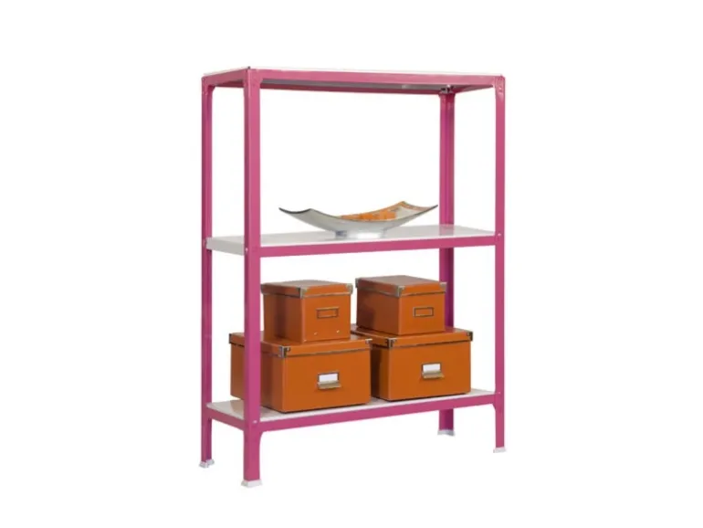 PROREGAL Wohnregal Living Koala Metal mit 3 Fachböden HxBxT 90 x 100 x 30 cm Fachlast 150 kg Rosa/Weiß