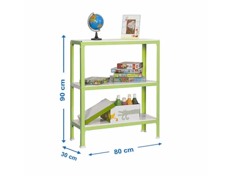 PROREGAL Wohnregal Living Koala Metal mit 3 Fachböden HxBxT 90 x 80 x 30 cm Fachlast 150 kg Grün/Weiß