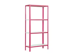 PROREGAL Wohnregal Living Koala Metal mit 4 Fachböden HxBxT 160 x 100 x 30 cm Fachlast 150 kg Rosa/Weiß