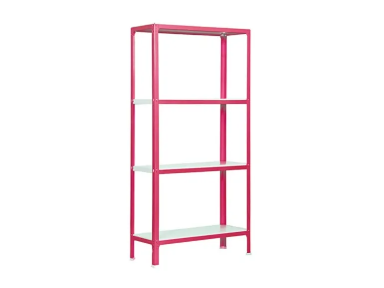 PROREGAL Wohnregal Living Koala Metal mit 4 Fachböden HxBxT 160 x 100 x 30 cm Fachlast 150 kg Rosa/Weiß