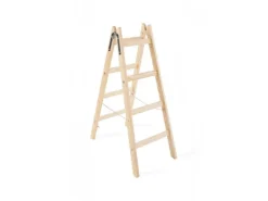 PROREGAL Wood Double Giraffe Holz-Sprossen-Stehleiter mit Sicherheitskette 2 x 5 Sprossen 163 cm Hoch Trittleiter Bockleiter Sprossen-Doppellleiter