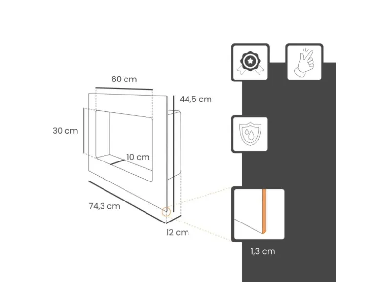 Protektor Wandnische Befliesbar 30cm x 60cm Polysterol Anthrazit