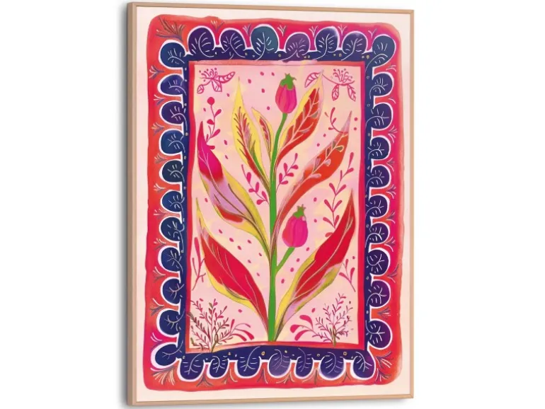 Reinders Gerahmtes Bild Leaf Creation für Wohnzimmer 40 cm x 30 cm Rot
