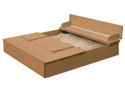 roba Sandkasten in Natur aus Holz mit Sitzbank Klappbar
