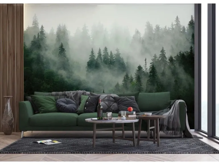 Sanders & Sanders Fototapete Berglandschaft Mit Bäumen Grün 3,75 x 2,7 m 601167