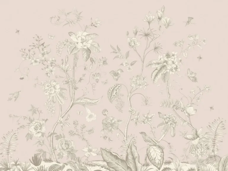 Sanders & Sanders Poster Blumenmuster Beige 1.1 x 1.55 m 601241