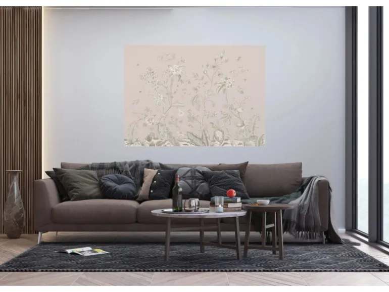 Sanders & Sanders Poster Blumenmuster Beige 1.1 x 1.55 m 601241