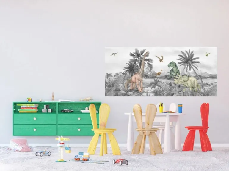 Sanders & Sanders Poster Dinosaurier Grau 0,75 x 1,7 m 601263