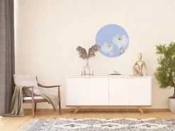 Sanders & Sanders Selbstklebende Runde Tapete Blumen Hellblau und Weiß Ø 70 cm 601087